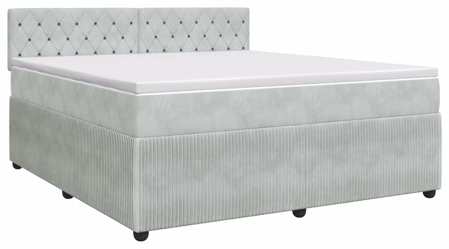Letto a molle con materasso grigio chiaro 140 x 190 cm in velluto