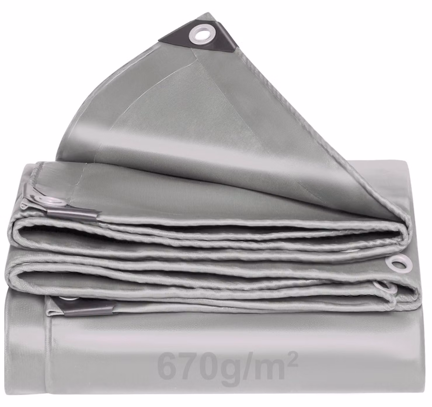 Telo per camion, colore grigio, realizzato in tessuto in PVC da 670 g/m², con occhielli stampati, impermeabile, resistente allo strappo, resistente ai raggi UV, adatto per camion e altro