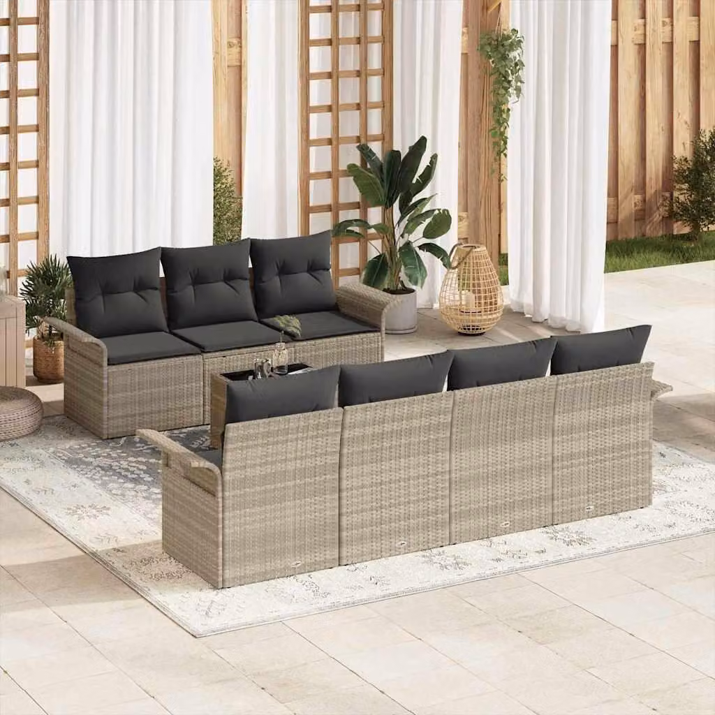 Maison Exclusive - Set Divano da Giardino 8 pcs Grigio chiaro polyrattan