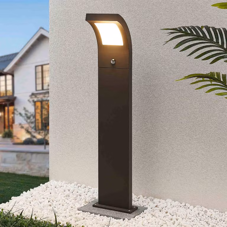 Arcchio lampione a LED Advik, 100 cm, antracite, sensore, IP54 Advik, Nero, Alluminio, Moderno
