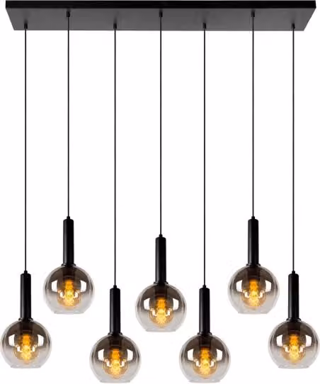 Lampada sospesa Marius 7 luci sfere vetro fumé Lucide