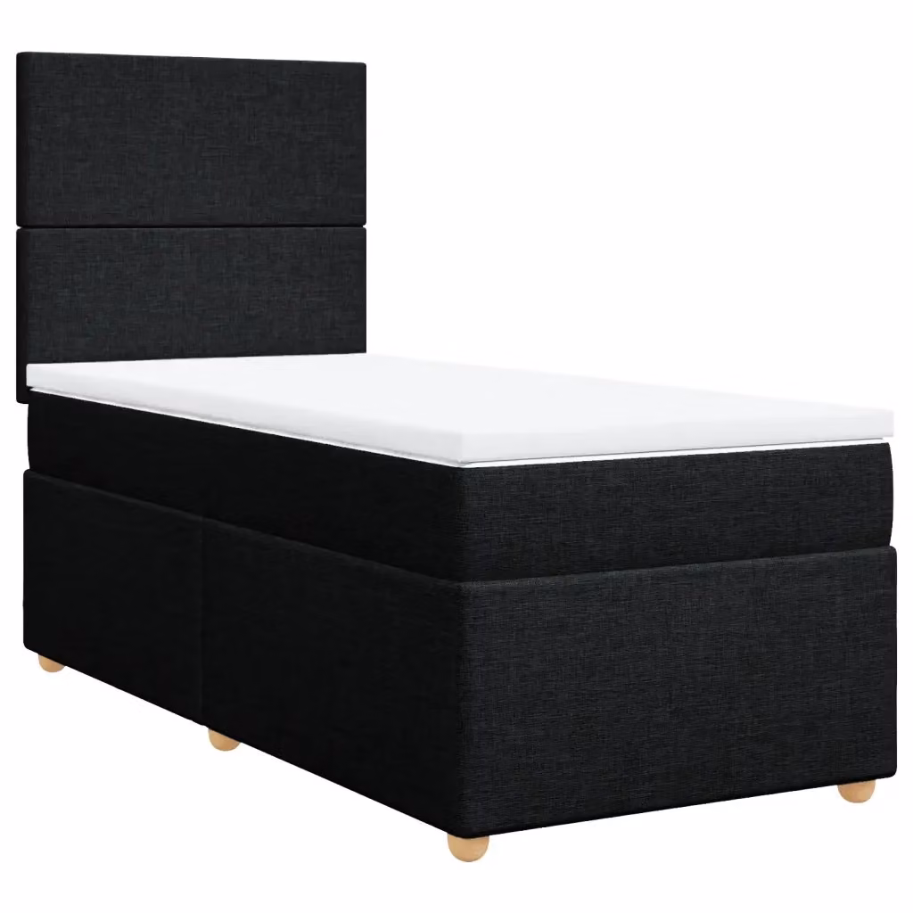 Letto Ibrido vidaXL con Giroletto a Molle e Materasso in Tessuto Nero e Bianco L/P: 90 x 200 cm – 2