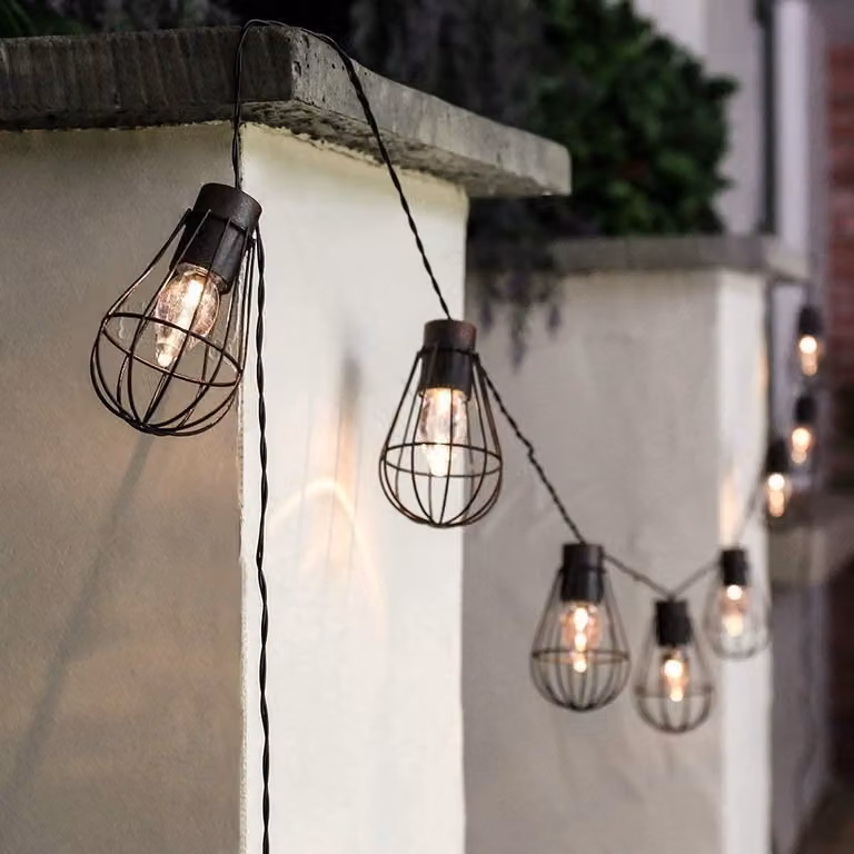 Catena luminosa solare, 3,8 metri, 10 LED, stile vintage, impermeabile, per uso esterno