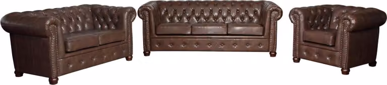 Ledersofa Couch Sofagarnitur Set 3+2 Sitzer Garnitur Design Sofa Chesterfield