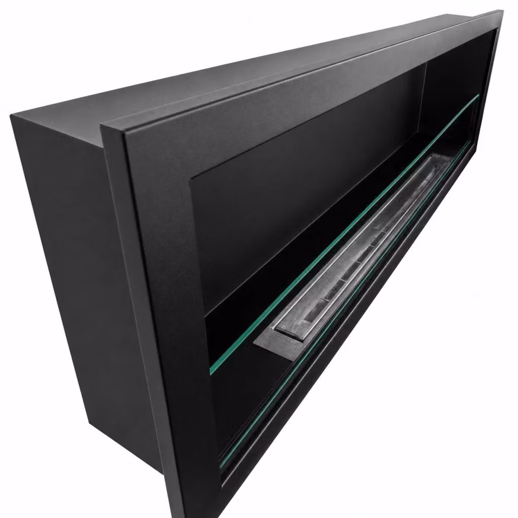 Biocamino a bioetanolo da incasso a parete DIVINA FIRE FURORE 150 nero L: 150 cm, H: 45 cm, P: 15 cm – 2