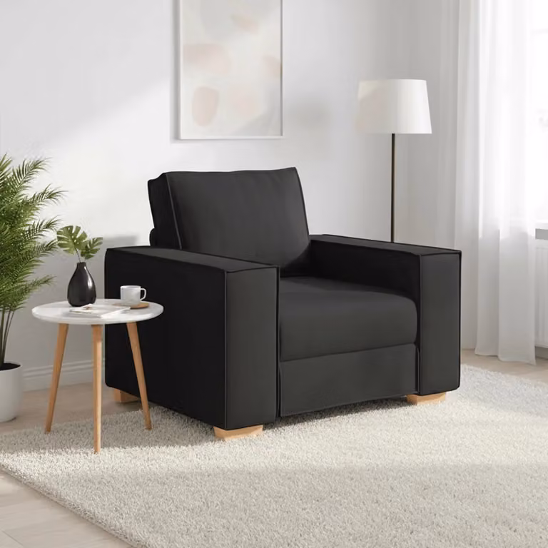 Poltrona Divano Moderna vidaXL in Tessuto Nero con Braccioli L/P/H: 100 x 78 x 84 cm
