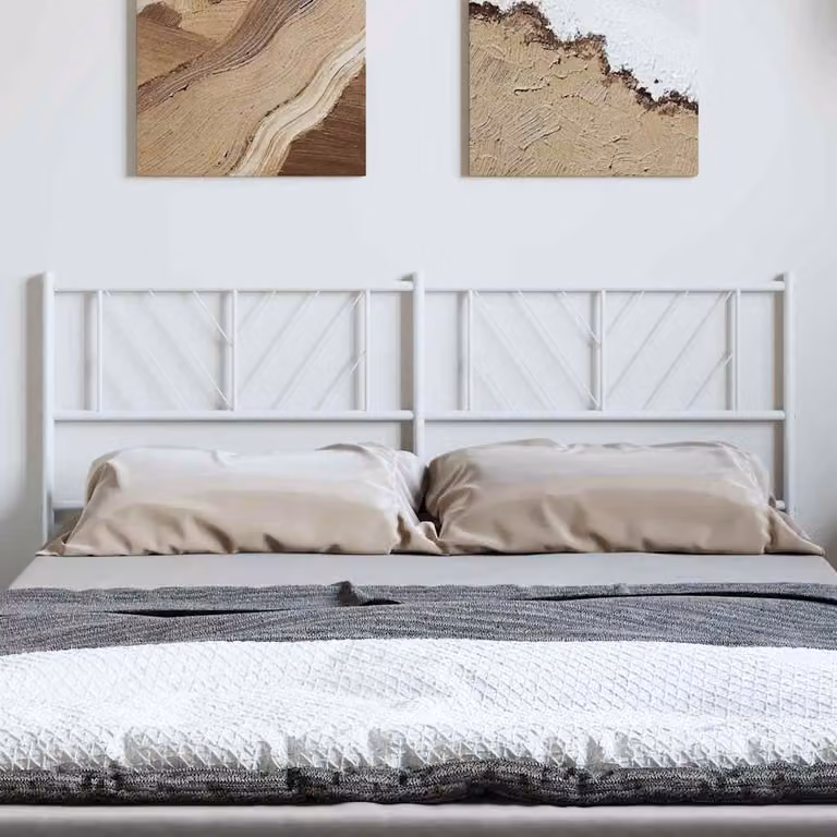Testiera di ricambio vidaXL in metallo bianco con design geometrico classico, L: 142 cm
