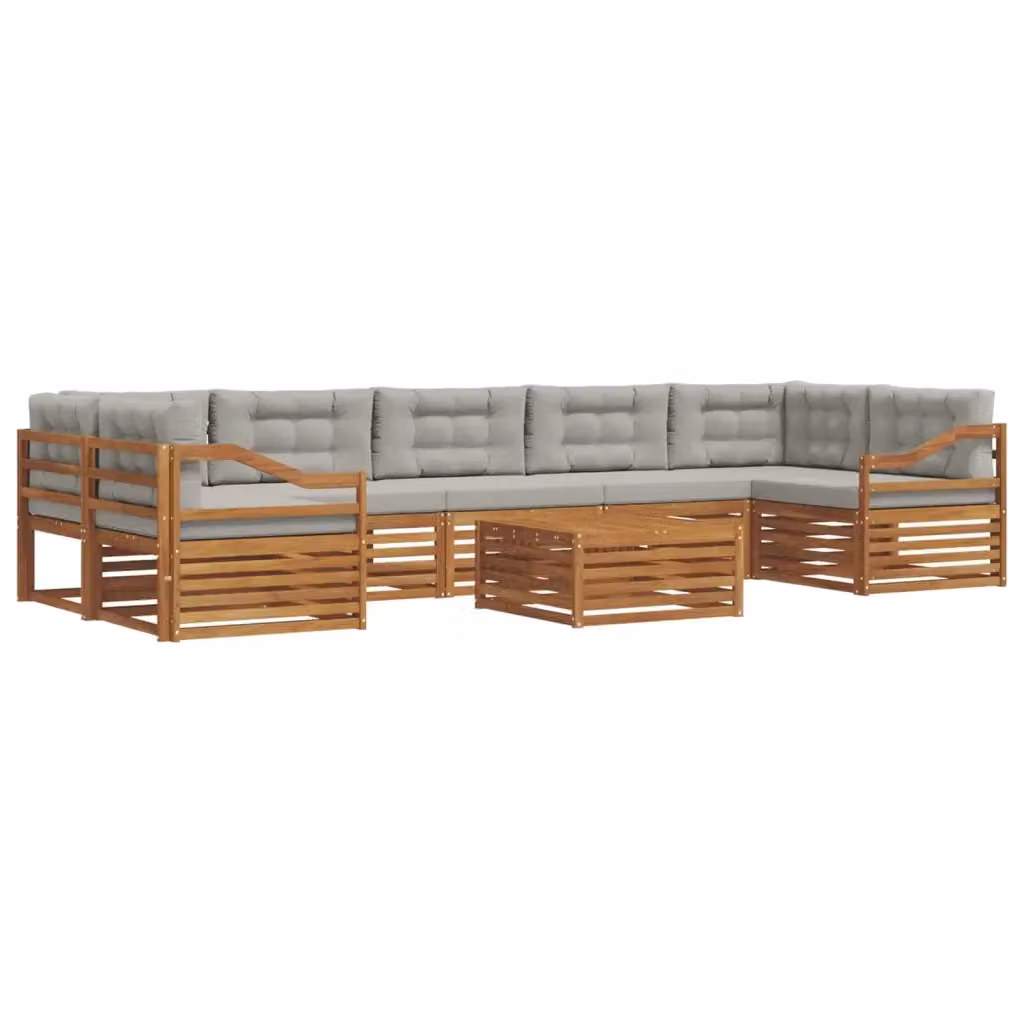 Set di divani da esterno 8 pezzi vidaXL in legno di acacia con cuscini grigi e tavolino da giardino – 2