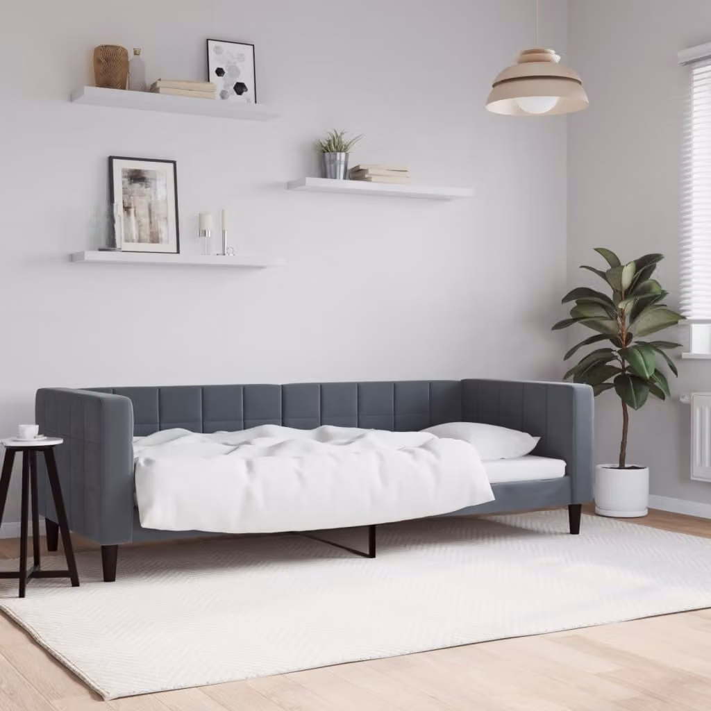 Letto da giorno vidaXL in velluto grigio scuro con struttura imbottita L: 200 cm, P: 80 cm, H: 68 cm