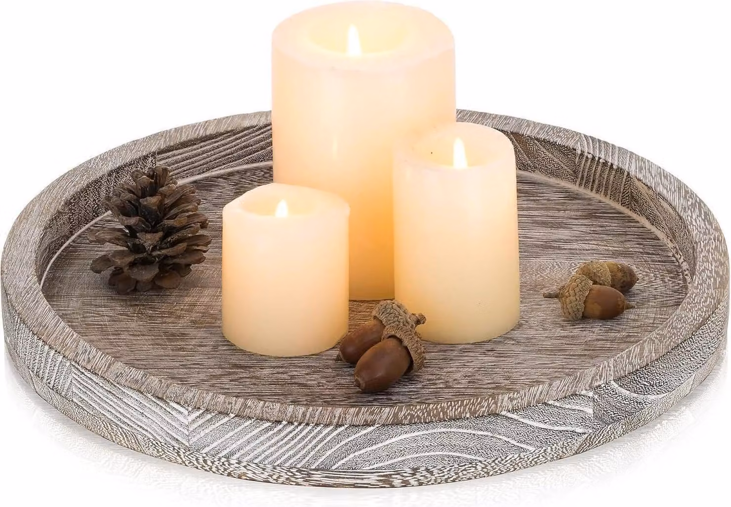 Vassoio di legno rotondo 30cm decorativo stile country Tavolino rustico Soggiorno 1 rotondo