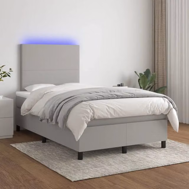 Letto Ibrido con Illuminazione LED e Porta USB vidaXL in Tessuto Grigio e Bianco L/P/H: 120 x 200 x 128 cm – 1