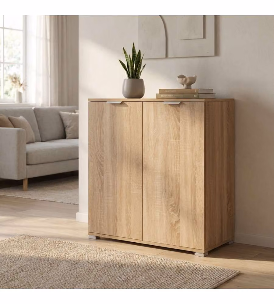 Cosma Mobiletto 2 Ante Marrone Chiaro 75x38x85 cm in Truciolare Bilaminato