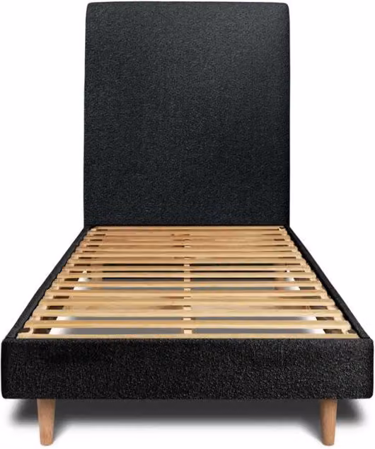 Letto 90x190 cm con testata imbottita - tessuto bouclé