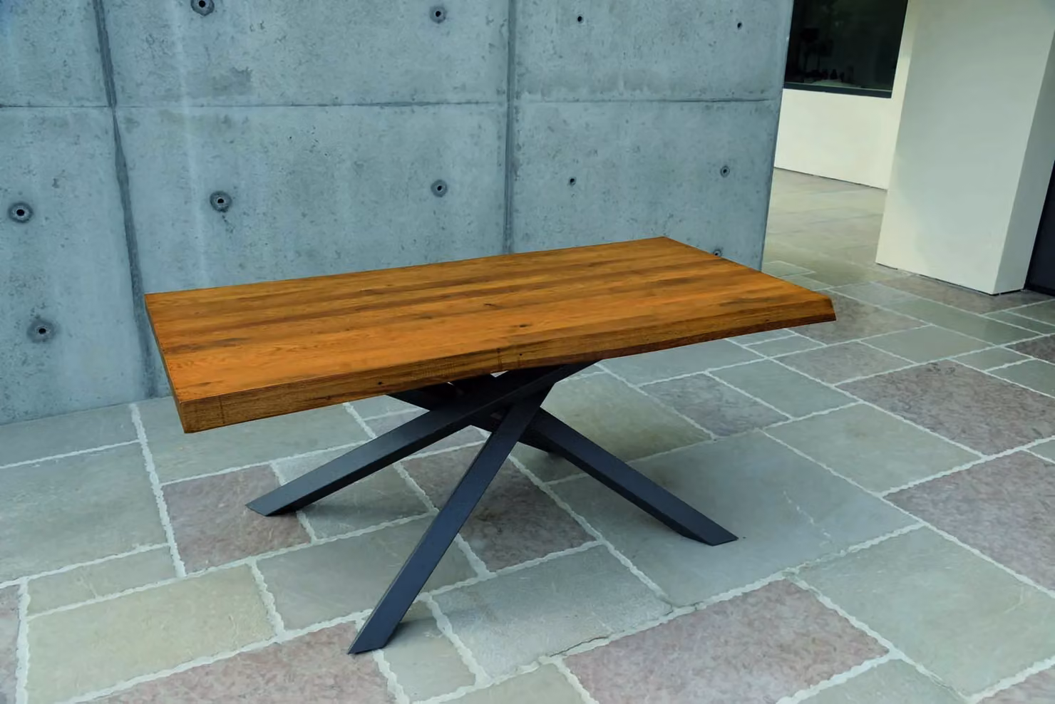 Tavolo BOLGHERI massello rovere nodato sp. 6 160×90 cm (Grano)
