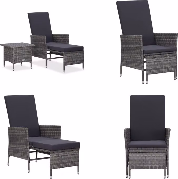 vidaXL Set da salotto da giardino 2 pezzi con cuscini in poly rattan grigio - Set di mobili da giardino - Set di mobili da giardino - Set da salotto da giardino - Mobili da salotto da giardino