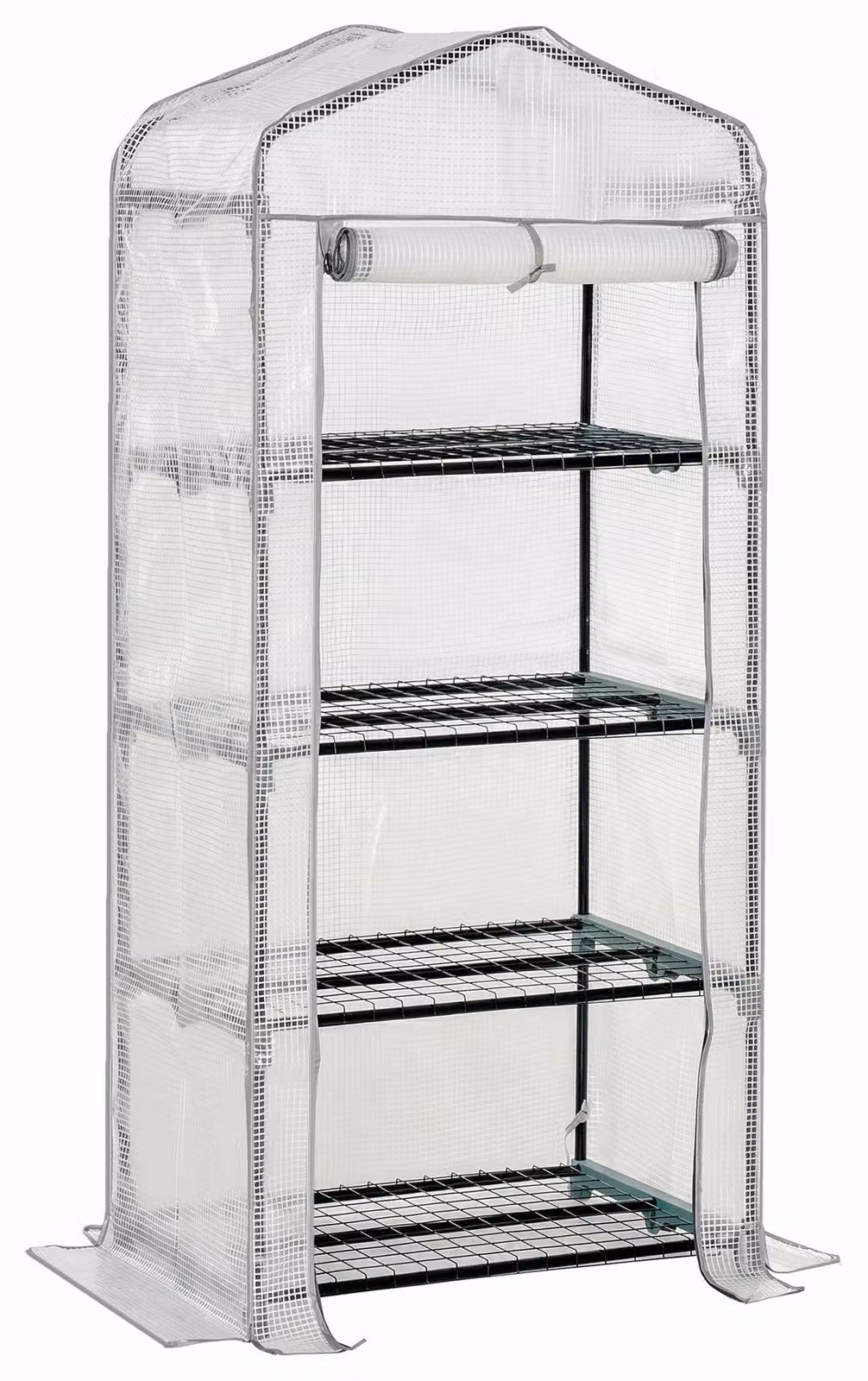 Mini serra con 4 ripiani – Serra in plastica per piante | Colore: Bianco | Dimensioni: 70x50x160 cm