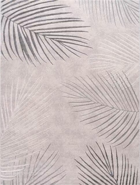 Tappeto Tiana grigio con effetto alto basso e decorazione floreale boho, L: 240 cm, P: 340 cm
