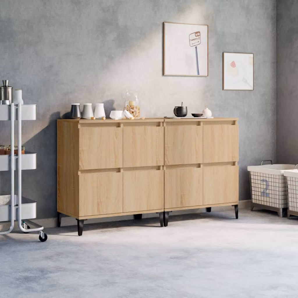 Set di 2 credenze vidaXL in legno multistrato e MDF, colore rovere sonoma, L 60 cm x P 35 cm x H 70 cm
