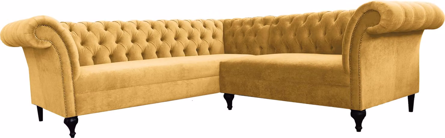 Chesterfield Ecksofa Eckcouch Designer Sofa Couch Samt Ledersofa SLIII Sofa №90