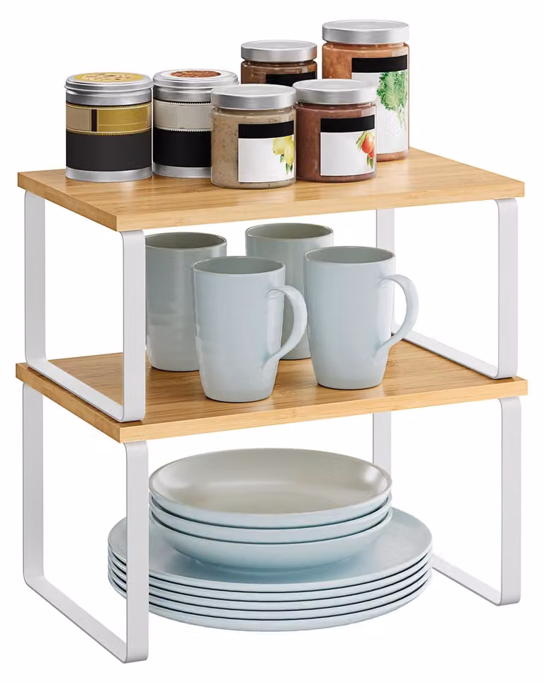 Ripiano per cucina KCS02NW - Impilabile ed espandibile - Set composto da 2 pezzi