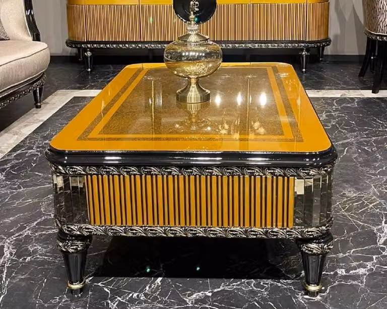 Casa Padrino tavolino barocco oro / nero / oro - Sontuoso tavolo da salotto in stile barocco - Mobili da salotto in stile barocco - Arredi barocchi - Mobili barocchi - Mobili in stile barocco