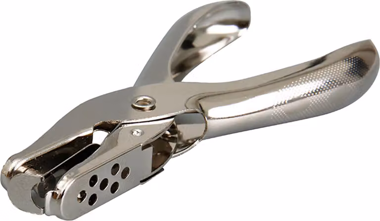 Pinza perforatrice con processo di nichelatura, senza sbavature, color argento, impugnatura comoda, strumento portatile per progetti di artigianato