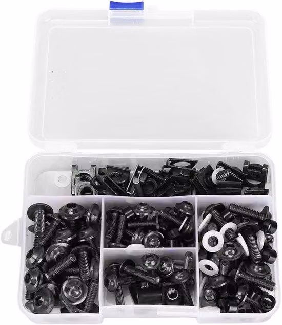 Set di bulloni neri per carenatura moto, viti M5 e M6, 177 pezzi