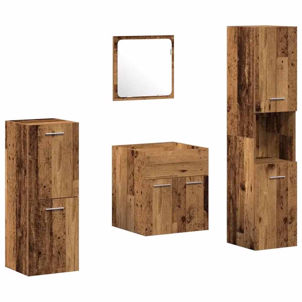 Mobile lavabo da bagno moderno vidaXL in legno e metallo marrone con specchio L: 41,0 cm, P: 38,5 cm, H: 46,0 cm – 2