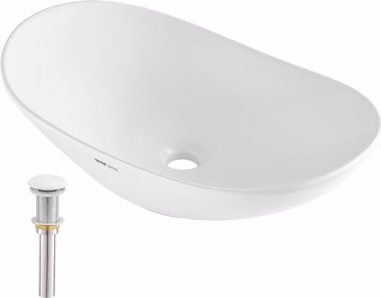 Lavabo moderno in Vetroceramica Lavabo da appoggio per bagno Ovale 592x361x158mm