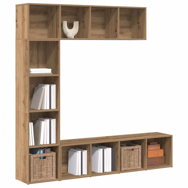 Set di 3 librerie a parete vidaXL in legno multistrato e MDF, colore rovere marrone