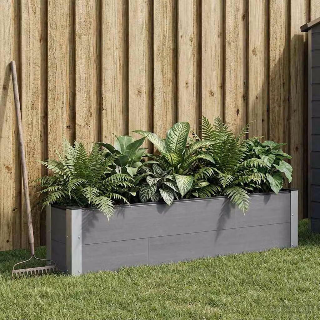 Letto rialzato da giardino vidaXL in WPC e alluminio Grigio L: 150 cm, P: 30 cm, H: 36 cm