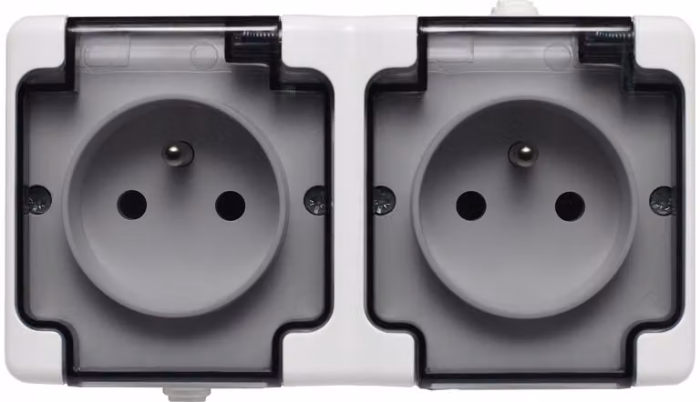 BRYZA, presa multipla ermetica a due prese, con/senza protezione IP54 e con paravalvola antincendio, colore bianco, modello 181436
