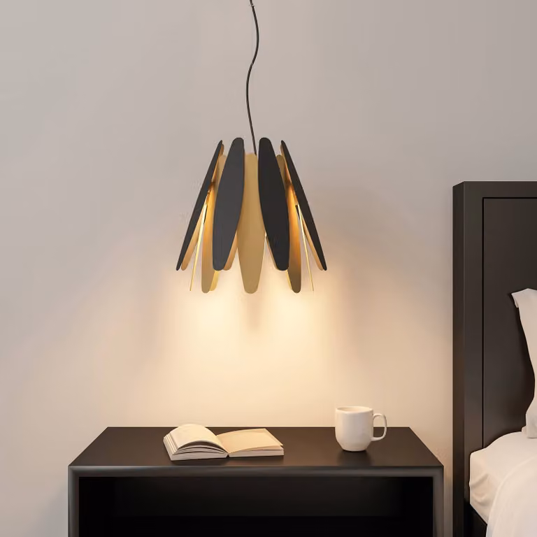 Lampada a sospensione Lounit Lucande, dimmerabile, Nero, Soggiorno / Sala da pranzo, Metallo, Design, Lampada a sospensione