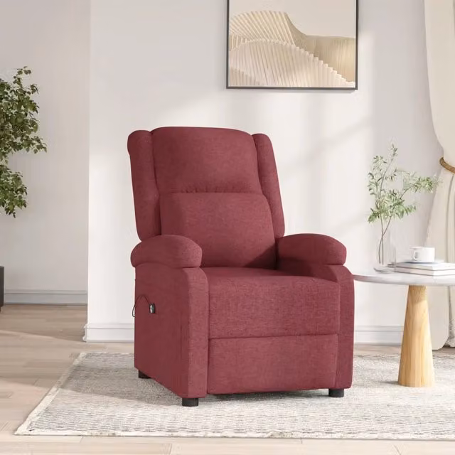 Poltrona Elettrica Reclinabile Rosso Vino in Tessuto 3098356