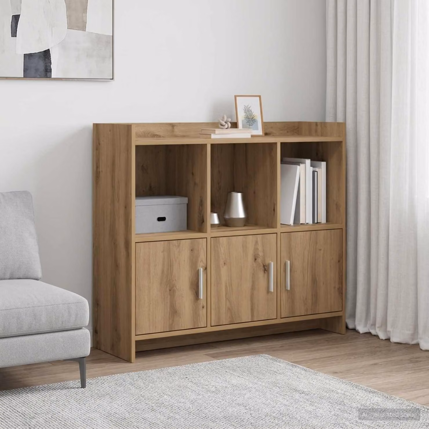 Credenza moderna vidaXL in rovere e metallo, colore marrone, L 98,5 x P 33 x H 80 cm