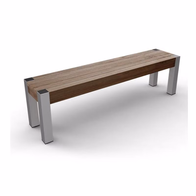 Edelstahl Teakholz Bank Cancano Massivholz Wetterfest 150cm