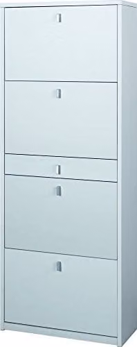 Scarpiera 4 ribalte + cassetto centrale 20 paia bianco fiammato salvaspazi casa