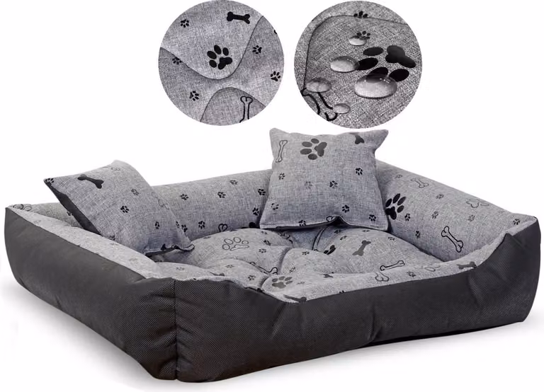 Cuccia per cani 75x65cm impermeabile osso nero