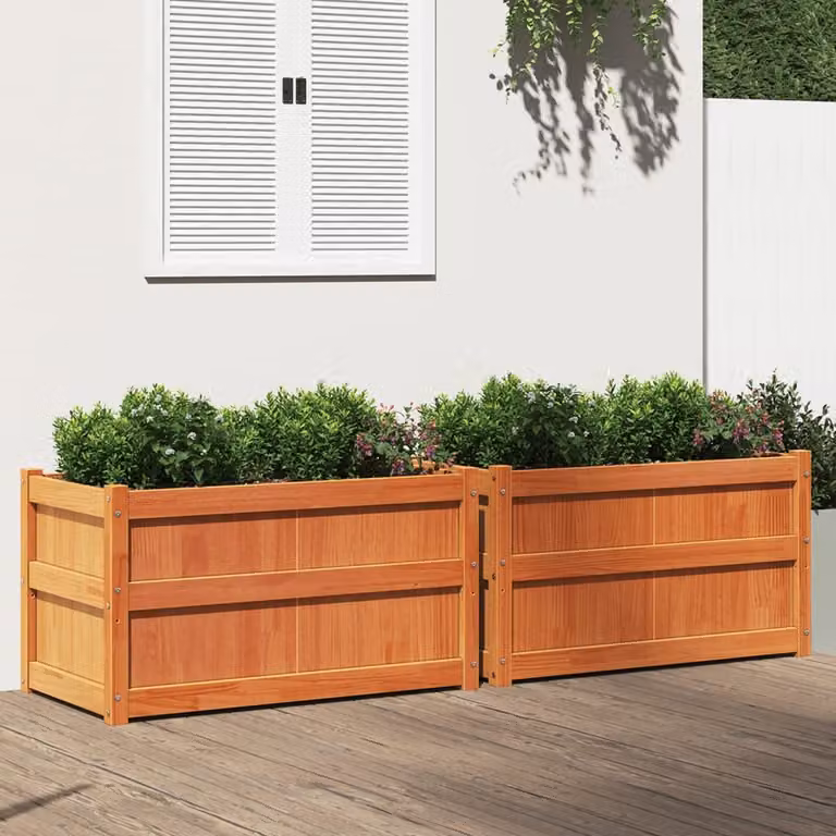 Set di 2 fioriere da giardino vidaXL in legno di pino massello marrone