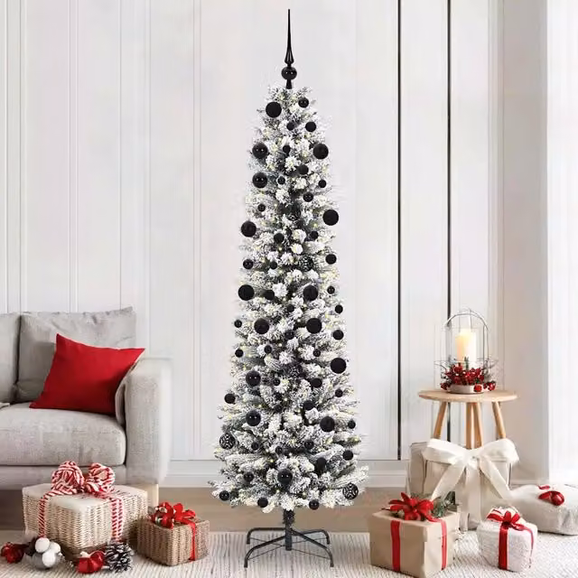 Albero di Natale artificiale moderno vidaXL bianco con luci LED bianco caldo