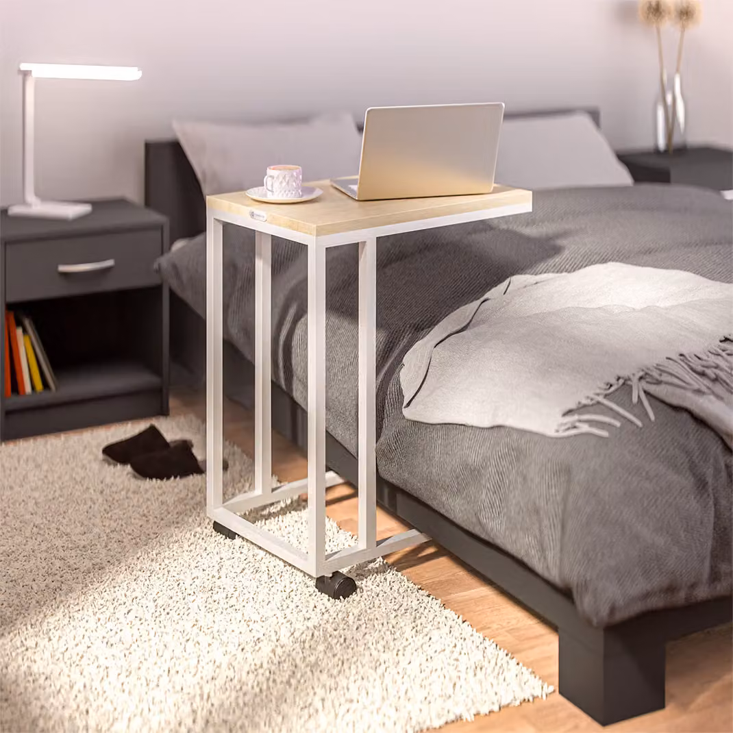 Tavolino da salotto moderno Casaria® bianco con ruote L: 50 cm, P: 35 cm, H: 65-70 cm – 2