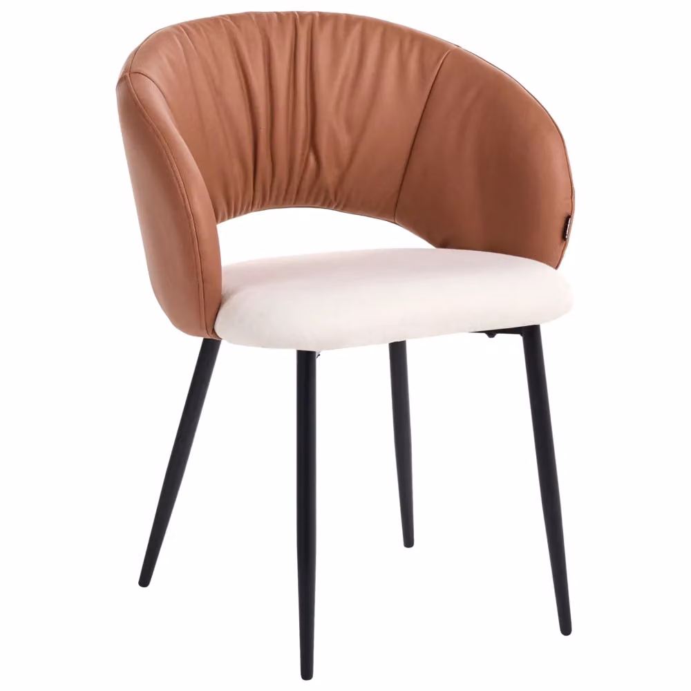 Set di 2 sedie BELIANI moderne con rivestimento in tessuto e gambe in metallo, colore marrone beige e oro, ideali per sala da pranzo e soggiorno – 2