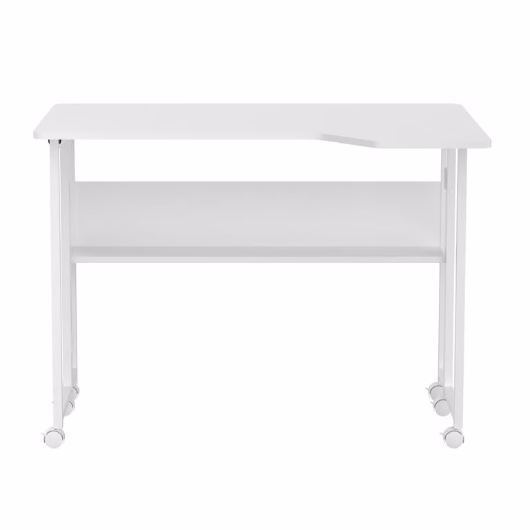 Scrivania pieghevole / Tavolino ausiliario Maclean, bianco, mobile, 100 x 73 cm, portata massima 50 kg, forma quadrata, modello a L, codice prodotto MC-126