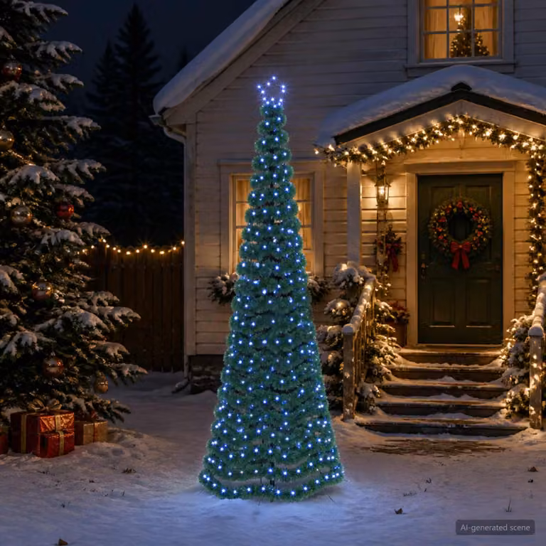 vidaXL Albero di Natale a LED in tinsel con picchetto EKENAS 250 cm