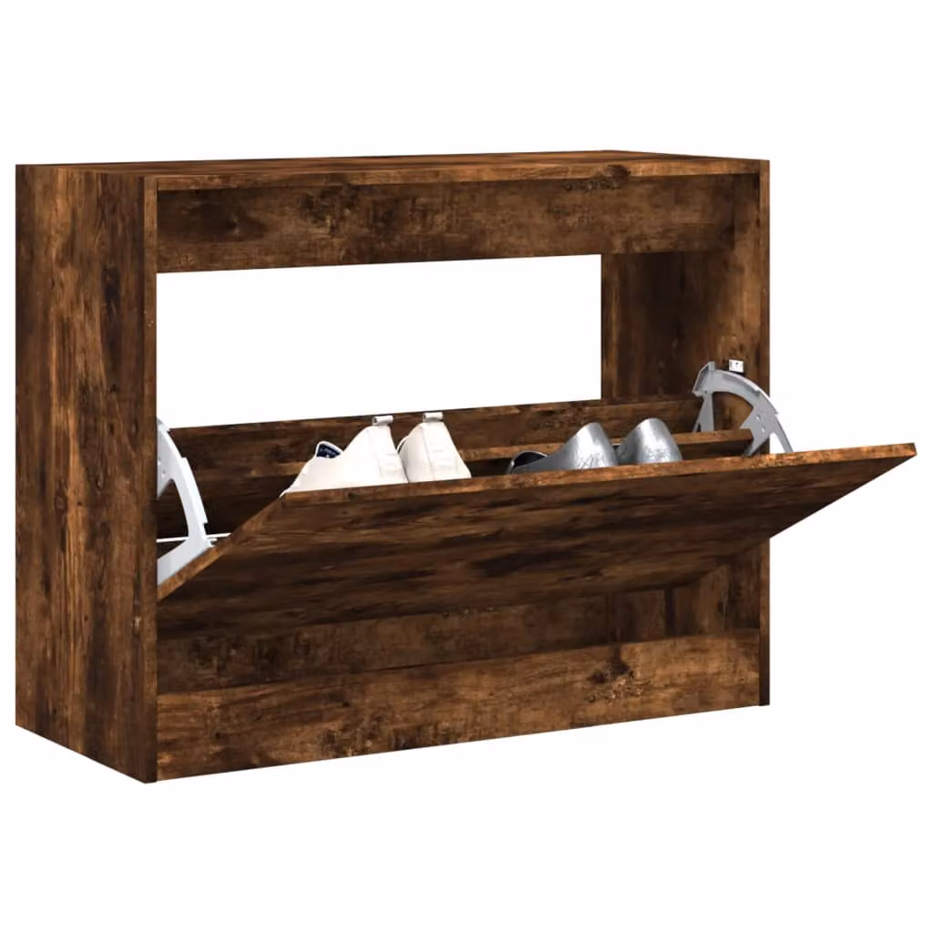Scarpiera moderna da parete vidaXL in legno rovere color marrone L 80 cm, P 34 cm, H 63 cm