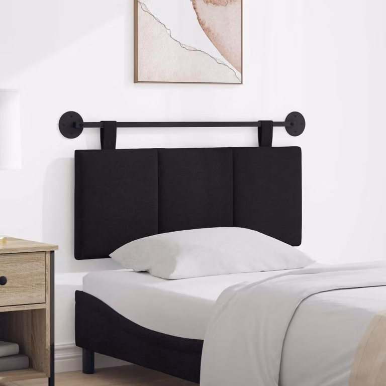 Testiera sospesa moderna vidaXL in tessuto nero con pannello imbottito L: 110 cm, P: 5 cm, H: 55 cm