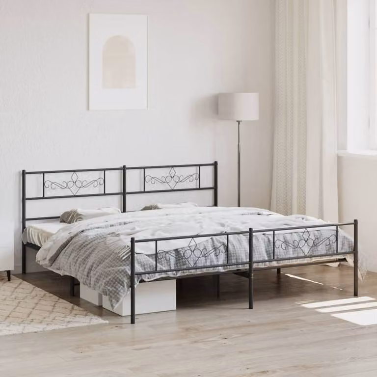vidaXL Giroletto in metallo nero con pediera senza materasso L/P: 180 x 200 cm