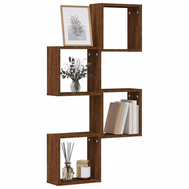 Set di 4 mensole a cubo vidaXL da parete, colore marrone, L 30 cm x P 15 cm x H 30 cm
