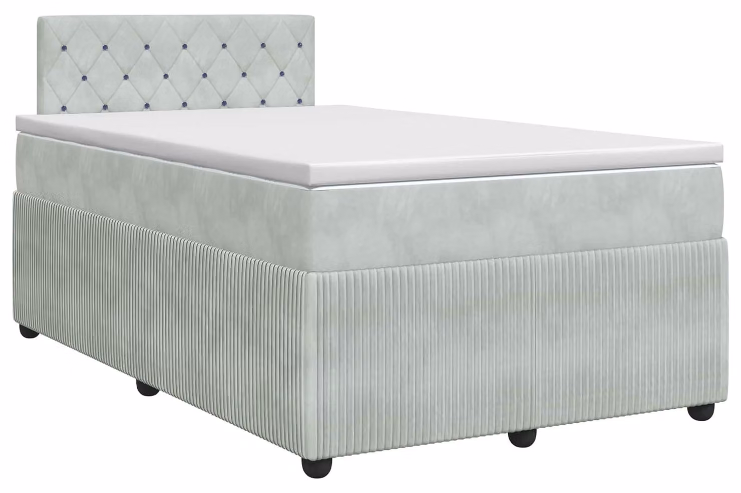 Letto a molle con materasso grigio chiaro 120 x 200 cm in velluto