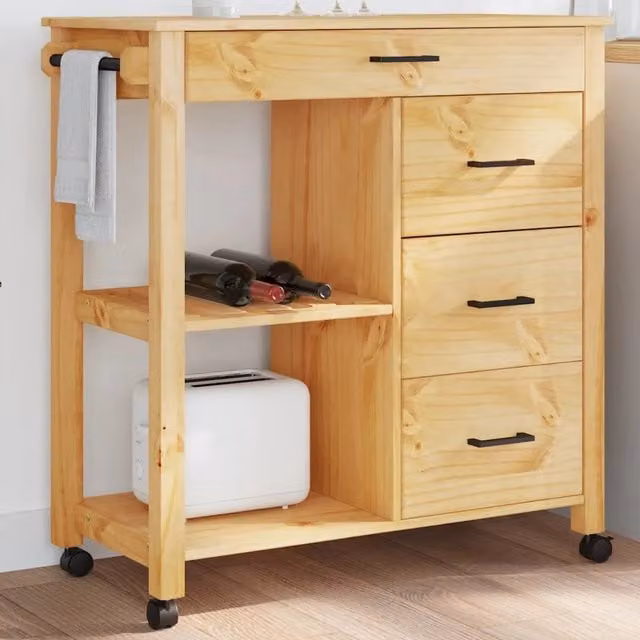 Carrello da Cucina MONZA 84x40x88,5 cm Ambra Cera 376115